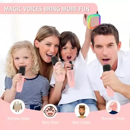 K12 Wireless Karaoke mic with Speaker Bluetooth: Bluetooth-Enabled Wireless Karaoke Mic Speaker with Multiple Compatibility Modes, RGB Lighting, and Party POP Bluetooth - Image 4