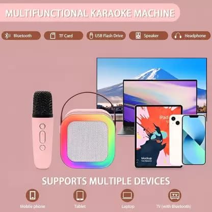 K12 Wireless Karaoke mic with Speaker Bluetooth: Bluetooth-Enabled Wireless Karaoke Mic Speaker with Multiple Compatibility Modes, RGB Lighting, and Party POP Bluetooth - Image 6