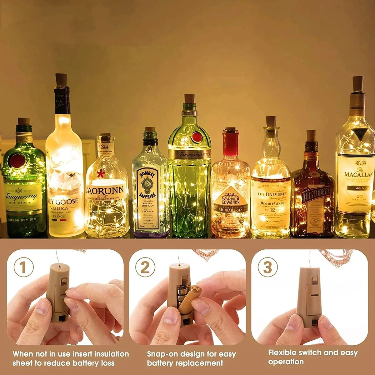 LED String Copper Wire Wine Bottle Cork Lights Warm White - Image 6
