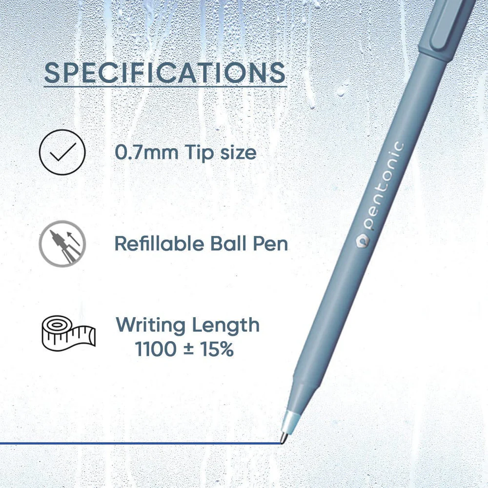 LINC Pentonic Frost Ball Point Pen (0.7mm, Blue Ink, Pack of 10 ) - Image 3
