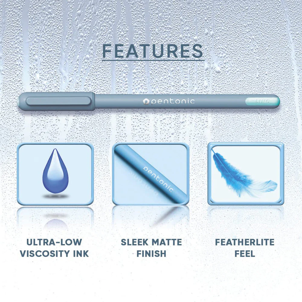 LINC Pentonic Frost Ball Point Pen (0.7mm, Blue Ink, Pack of 10 ) - Image 4