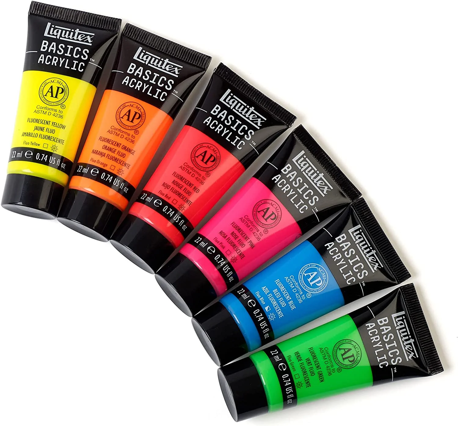 Liquitex BASICS 6 Tube Acrylic Paint Set 22ml - Fluorescent - Image 3