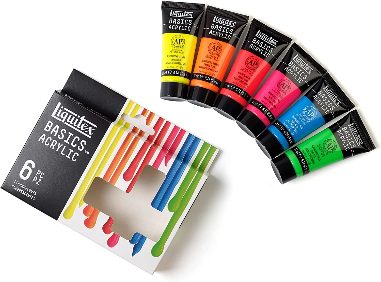 Liquitex BASICS 6 Tube Acrylic Paint Set 22ml - Fluorescent - Image 4