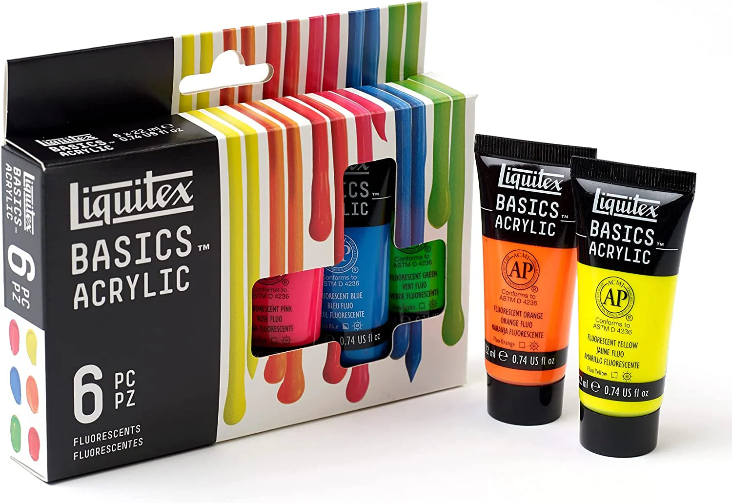 Liquitex BASICS 6 Tube Acrylic Paint Set 22ml - Fluorescent - Image 5