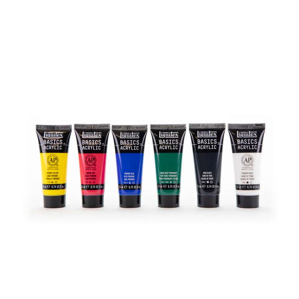 Liquitex Basics Acrylic Primary Colours Set - 6x22ml - Image 2