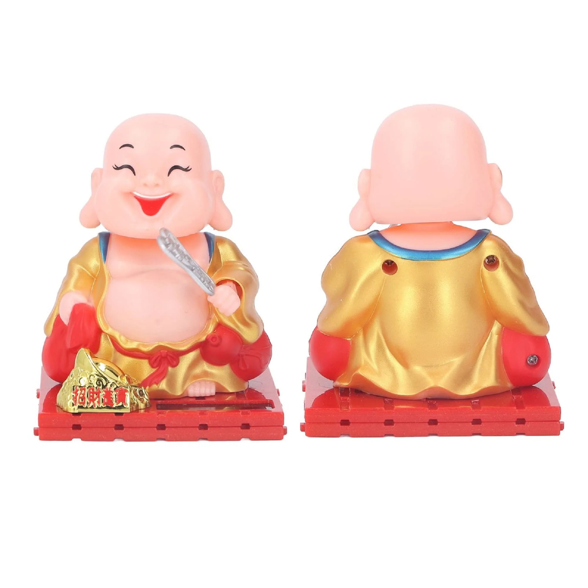 Little Monk Figurine, Solar Chinese Little Buddha Monk Statue, Bring Good Fortune Decoration Ornament, Funny Car Shaking Head Toy, Solar Power Nodding Head Dancing Toy - Image 5