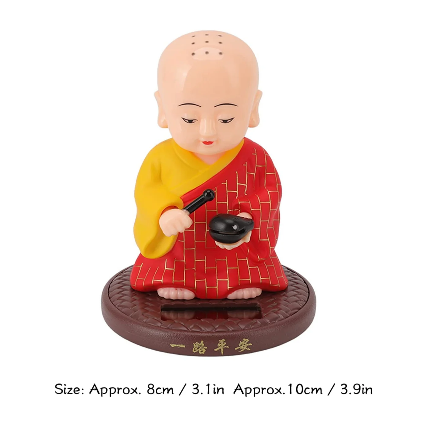 Little Monk Figurine, Solar Chinese Little Buddha Monk Statue, Bring Good Fortune Decoration Ornament, Funny Car Shaking Head Toy, Solar Power Nodding Head Dancing Toy - Image 2