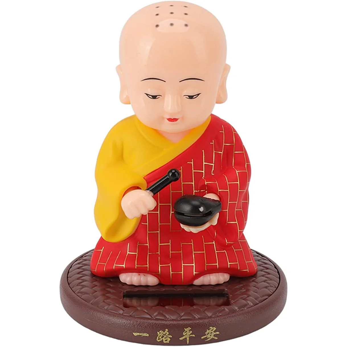 Little Monk Figurine, Solar Chinese Little Buddha Monk Statue, Bring Good Fortune Decoration Ornament, Funny Car Shaking Head Toy, Solar Power Nodding Head Dancing Toy - Image 8