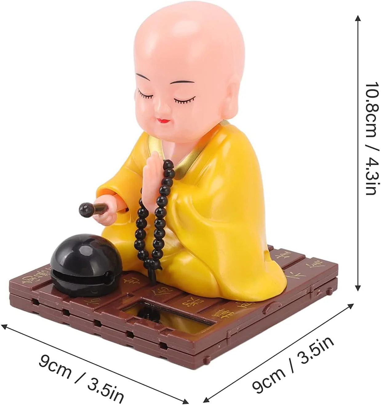 Little Monk Figurine, Solar Chinese Little Buddha Monk Statue, Bring Good Fortune Decoration Ornament, Funny Car Shaking Head Toy, Solar Power Nodding Head Dancing Toy - Image 9