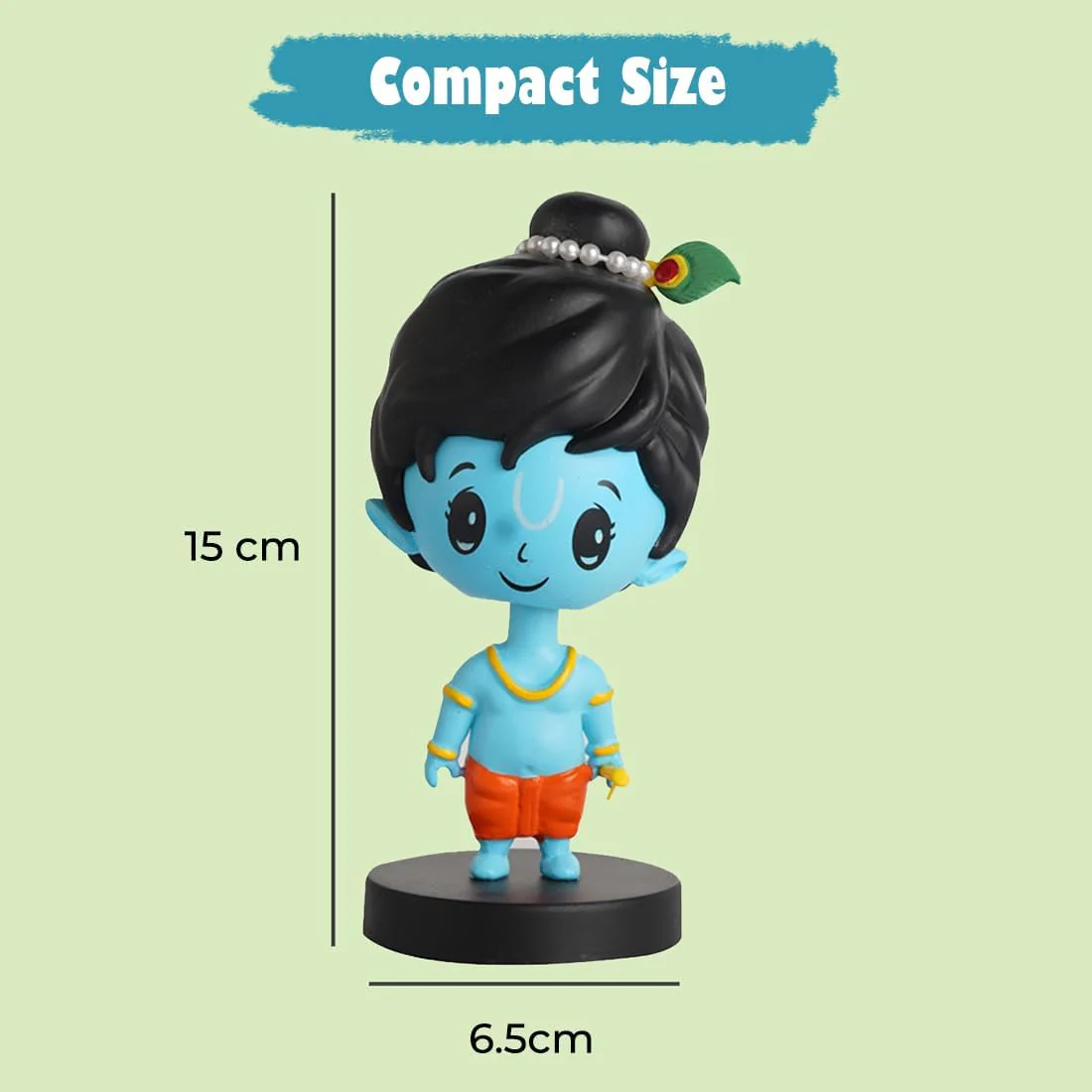 Lord Shree Krishna Idol Bobblehead for Car Dashboard, Office Table,Home Decor| Little Mor Pankh & Bansuri Figurin|God Statue for Gifting Kids,Family & Friends - Image 11
