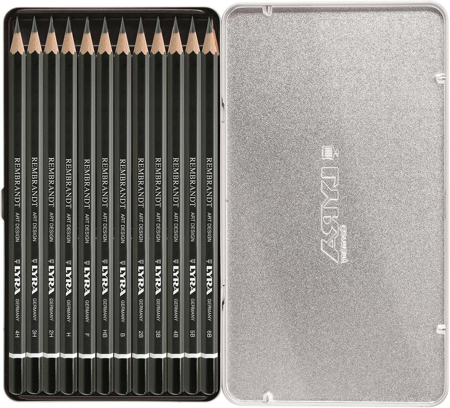 Lyra Art Design Sketching Pencil Set of 12 - 4H, 3H, 2H, H, F, HB, B, 2B, 3B, 4B, 5B, 6B - Image 2