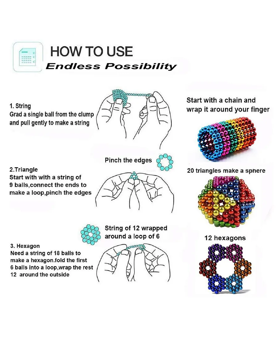 Magnet Trending Balls 216 Pieces 6X6 Cube of 6 Colors 5mm Balls- Explore The Creative World, Stress Relief for Jewellery Making, Beading, and Art Crafts with Steel Protection - Image 6
