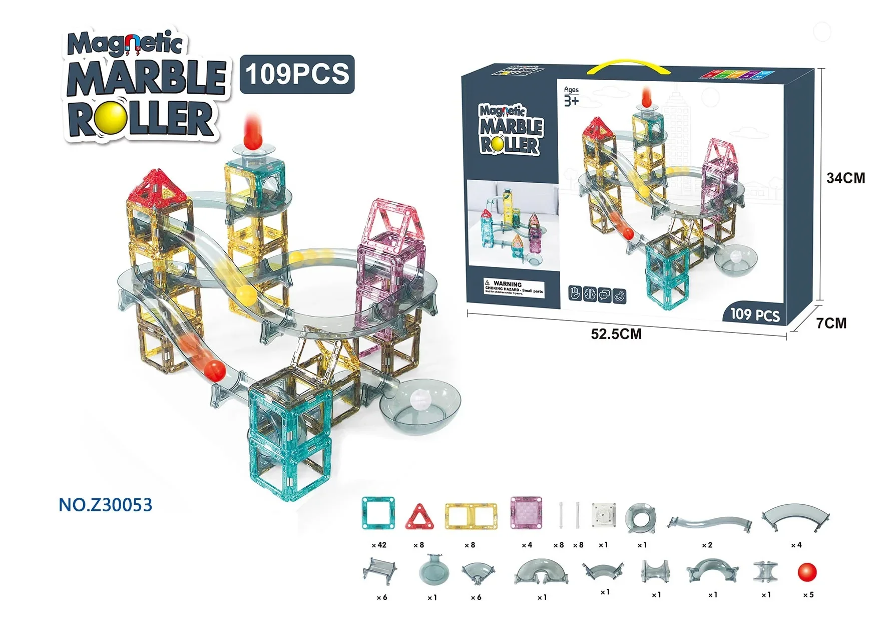 Magnetic Marble Roller 109 Pcs Light-Music-Electric Magnetic Tiles Building Blocks for Kids | 3D Educational STEM Puzzle Building Set for Kids Boys Girls - Image 2