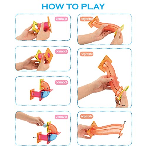 Magnetic Tiles Marble Run Building Blocks 178 Pcs for Kids 2D and 3D STEM Building Toys Race Track Toy Construction Kit Castle - Image 5