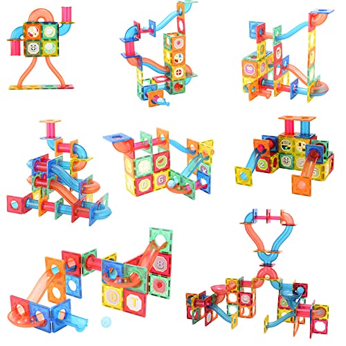 Magnetic Tiles Marble Run Building Blocks 178 Pcs for Kids 2D and 3D STEM Building Toys Race Track Toy Construction Kit Castle - Image 6