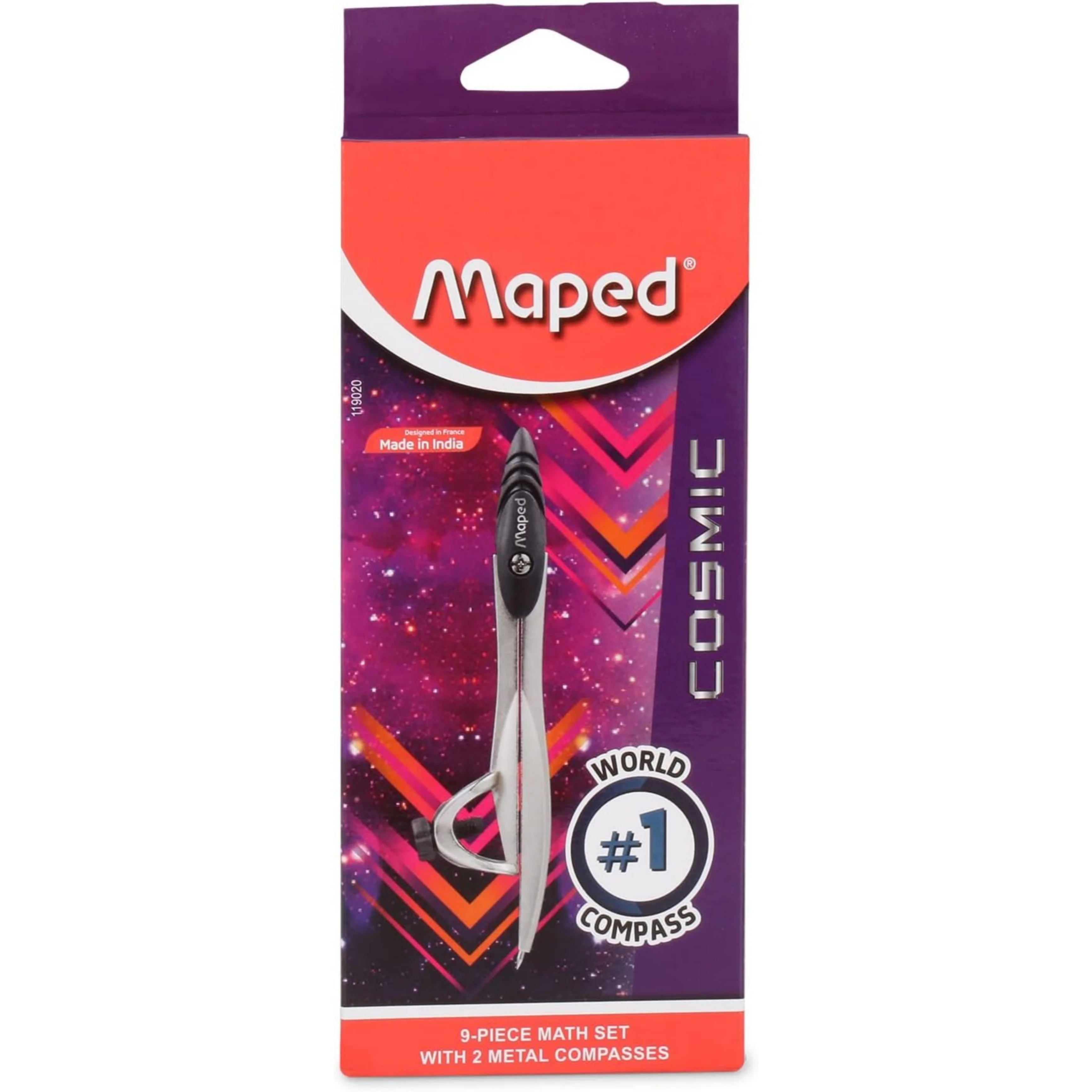 Maped Study Stop - Cosmic Geometry Box 9 Instrument Set Die-Cast Compass Rounder Math Set - Image 2