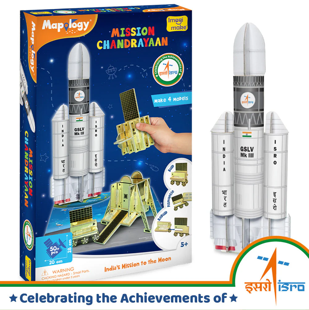 Mapology Chandrayaan | ISRO Rocket Model & Satellite | Astronaut Toy | Educational Toys for Kids 5+Years | 3D Puzzles | Gifts for 5 Year Old Boy & Girl - Image 3