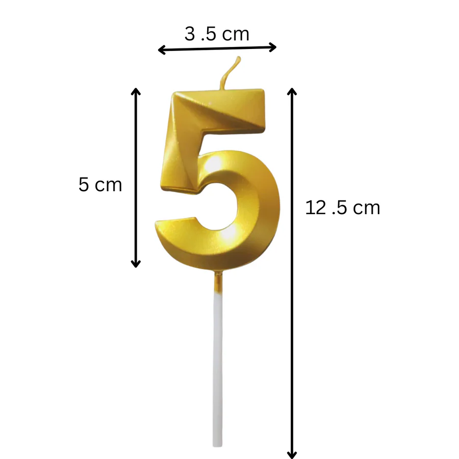 Metallic Golden Colour Shiny Number Wax Candle Cake Topper, Birthday Candles - Image 10