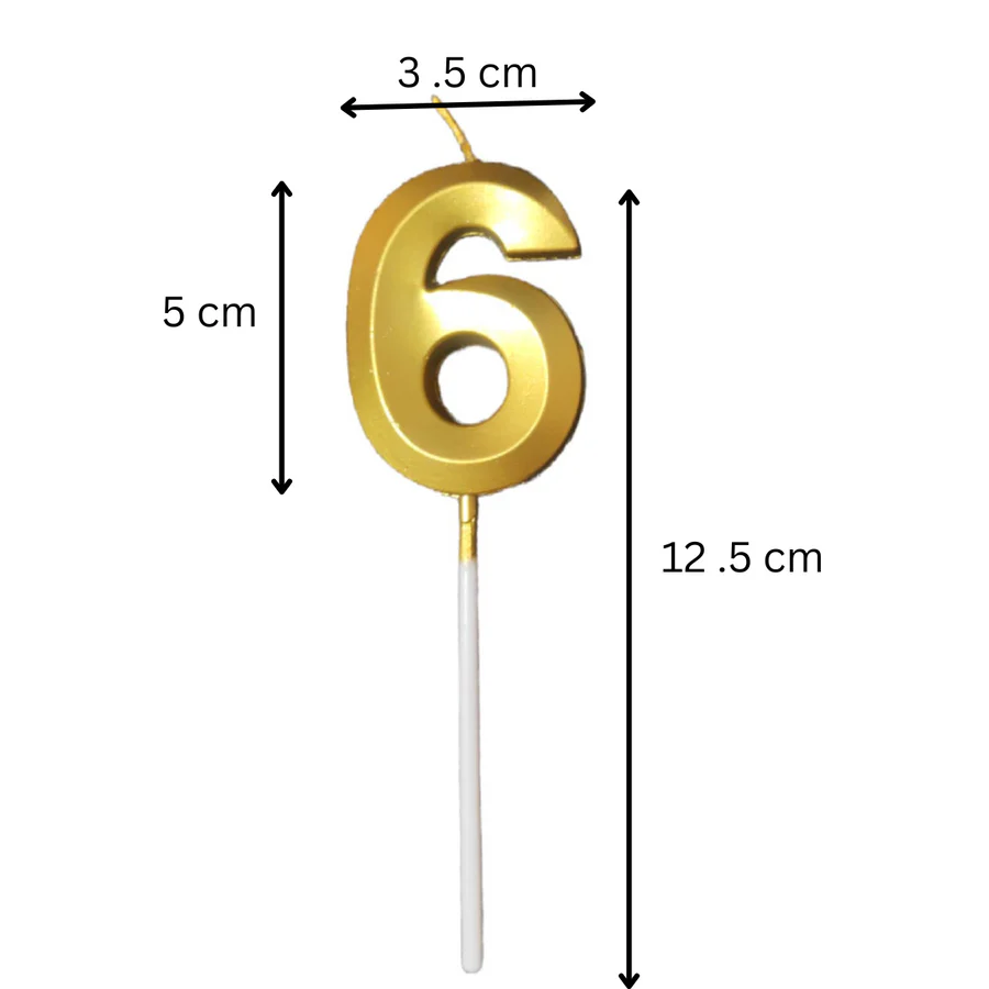 Metallic Golden Colour Shiny Number Wax Candle Cake Topper, Birthday Candles - Image 11