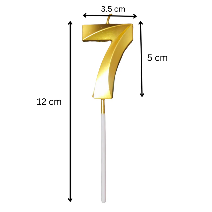 Metallic Golden Colour Shiny Number Wax Candle Cake Topper, Birthday Candles - Image 12