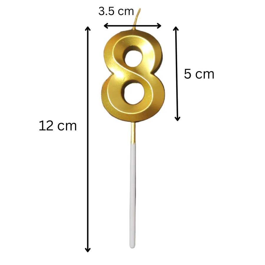 Metallic Golden Colour Shiny Number Wax Candle Cake Topper, Birthday Candles - Image 13