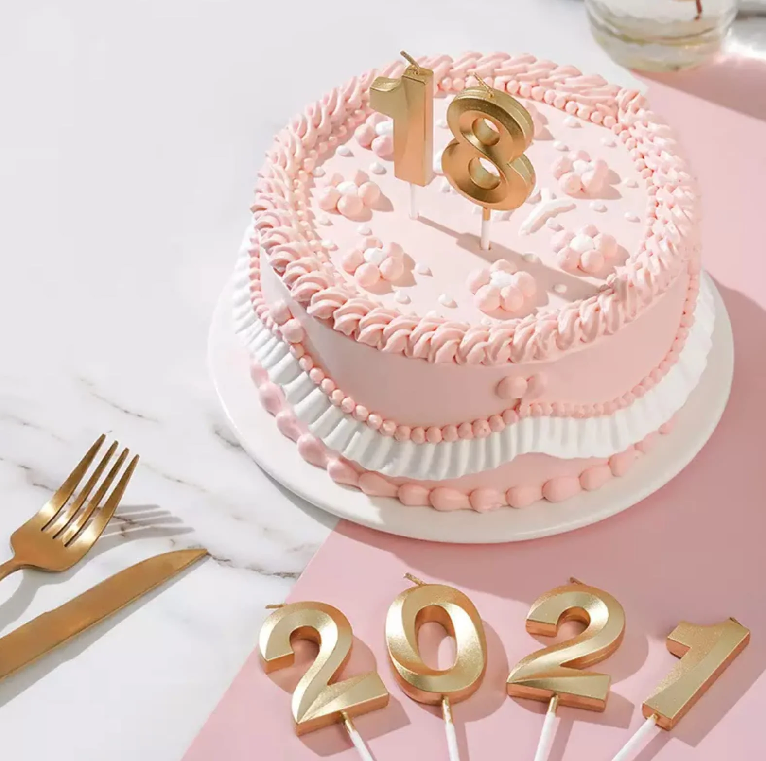Metallic Golden Colour Shiny Number Wax Candle Cake Topper, Birthday Candles - Image 4