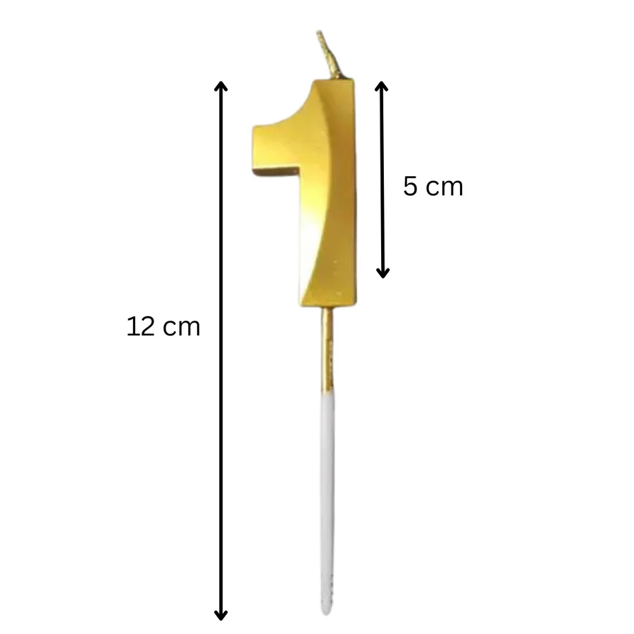 Metallic Golden Colour Shiny Number Wax Candle Cake Topper, Birthday Candles - Image 6