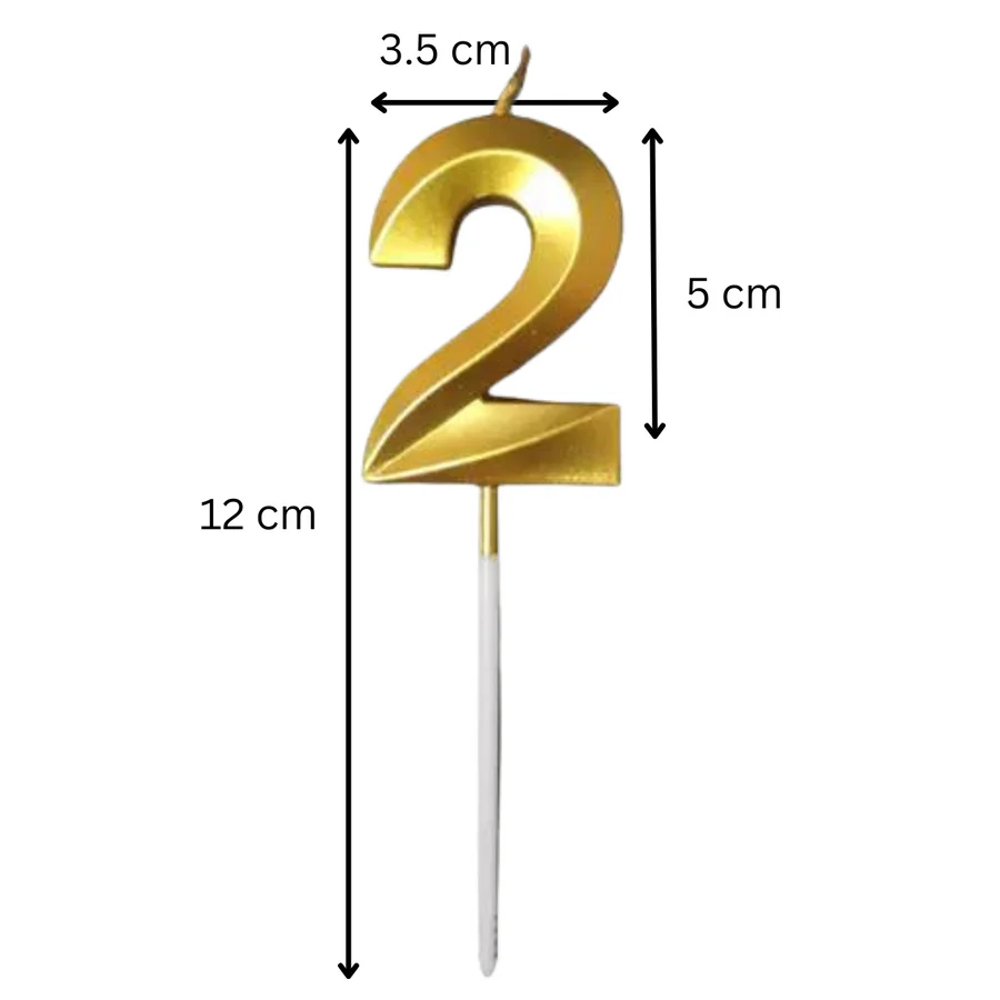 Metallic Golden Colour Shiny Number Wax Candle Cake Topper, Birthday Candles - Image 7