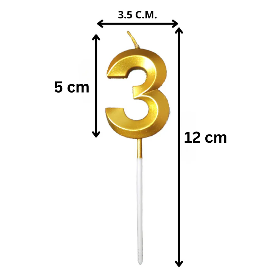 Metallic Golden Colour Shiny Number Wax Candle Cake Topper, Birthday Candles - Image 8