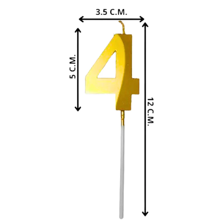 Metallic Golden Colour Shiny Number Wax Candle Cake Topper, Birthday Candles - Image 9