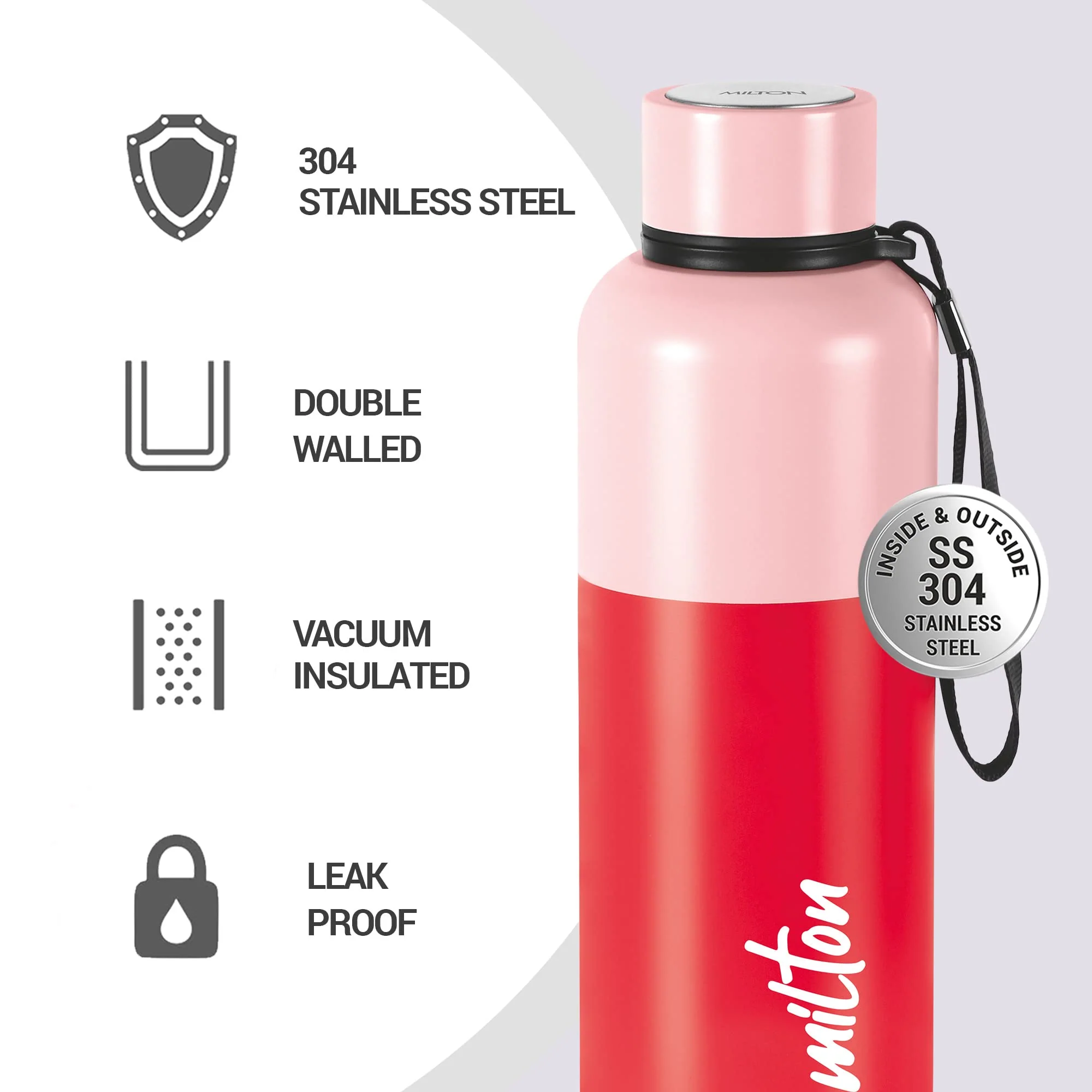 Milton Ancy 750 Thermosteel Water Bottle, 750 ml, Red | 24 Hours Hot and Cold | Easy to Carry | Rust Proof | Tea | Coffee | Office| Gym | Home | Kitchen | Hiking | Trekking | Travel Bottle - Image 4