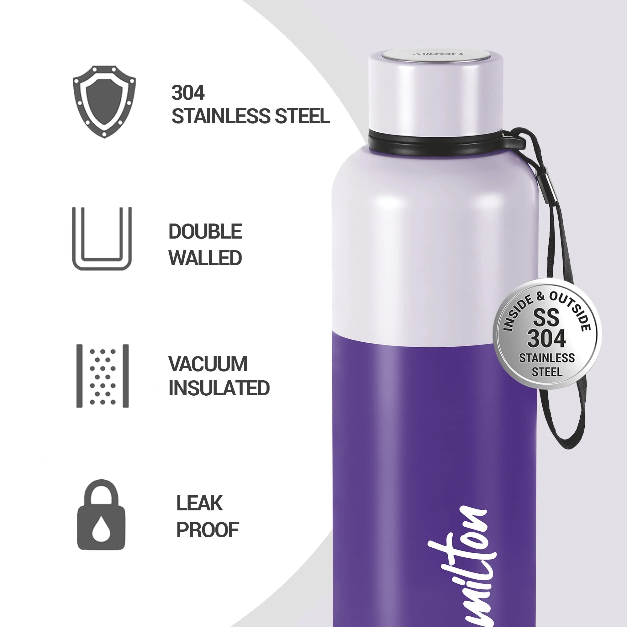 Milton Ancy 750 Thermosteel Water Bottle, 750 ml, Violet | 24 Hours Hot and Cold | Easy to Carry | Rust Proof | Tea | Coffee | Office| Gym | Home | Kitchen | Hiking | Trekking | Travel Bottle - Image 4