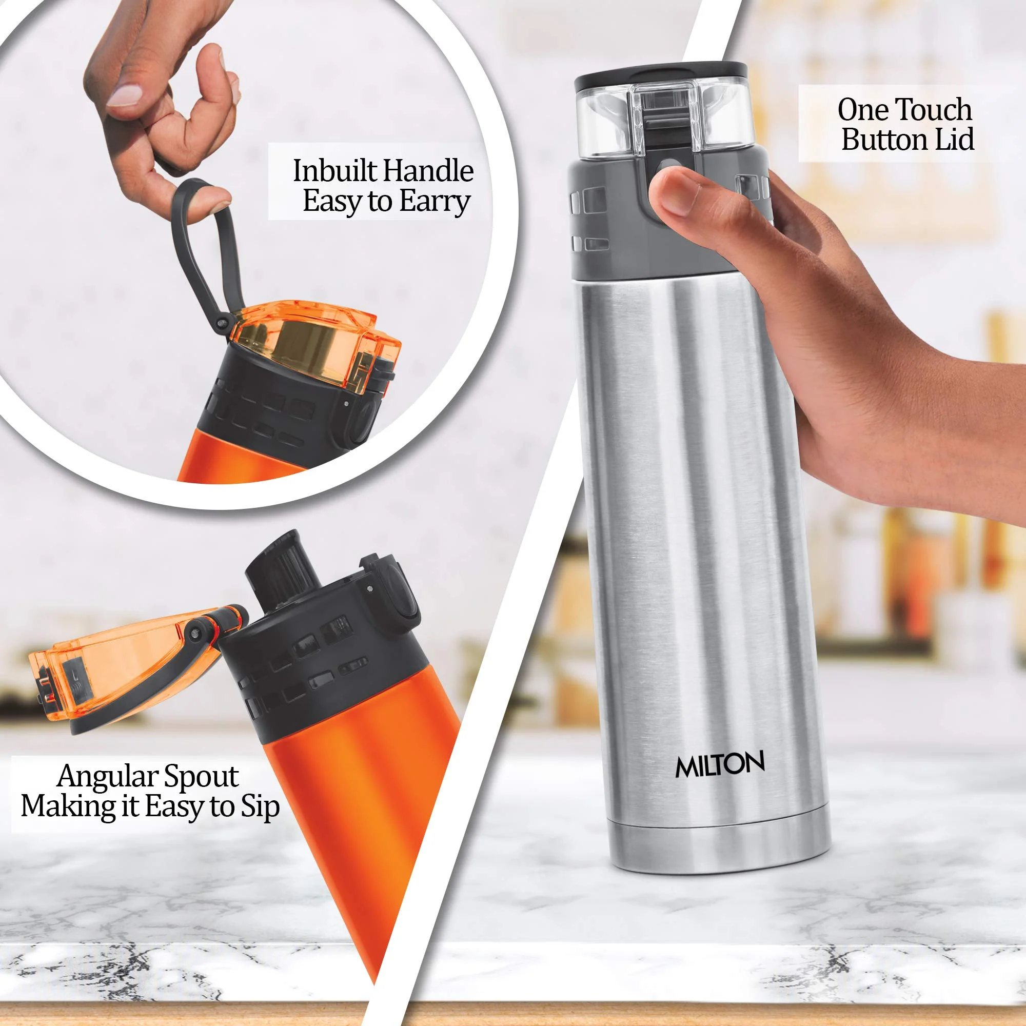 Milton Atlantis 400 Thermosteel Hot and Cold Water Bottle, 1 Piece, 350 ml, Silver | Leak Proof | Easy to Carry | Office Bottle | Hiking | Trekking | Travel Bottle | Gym | Home | Kitchen Bottle - Image 4