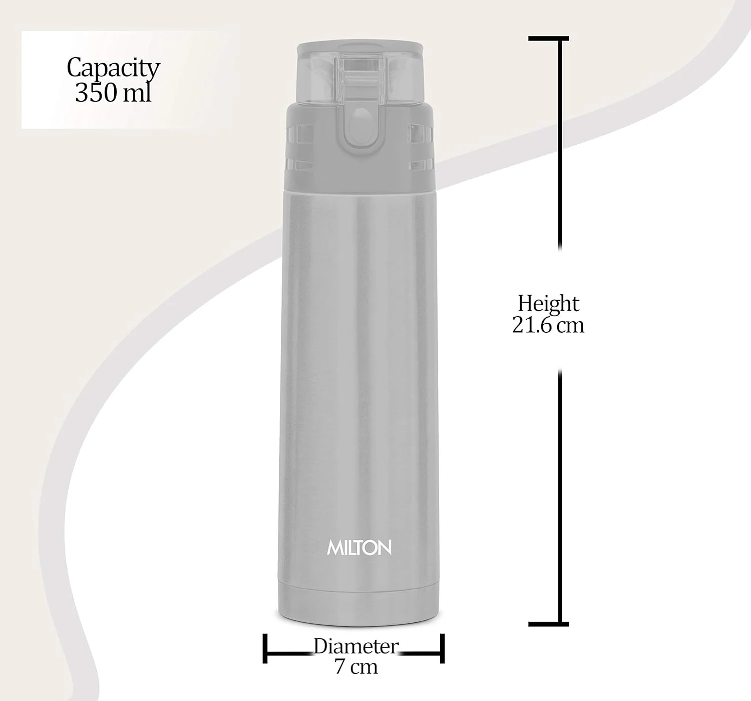 Milton Atlantis 400 Thermosteel Hot and Cold Water Bottle, 1 Piece, 350 ml, Silver | Leak Proof | Easy to Carry | Office Bottle | Hiking | Trekking | Travel Bottle | Gym | Home | Kitchen Bottle - Image 7