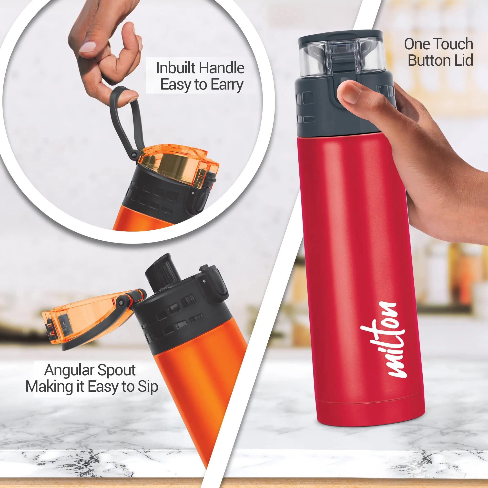 Milton Atlantis 400 Thermosteel Insulated Water Bottle, 350 ml, Red | Hot and Cold | Leak Proof | Office Bottle | Sports | Home | Kitchen | Hiking | Treking | Travel | Easy to Carry | Rust Proof - Image 5