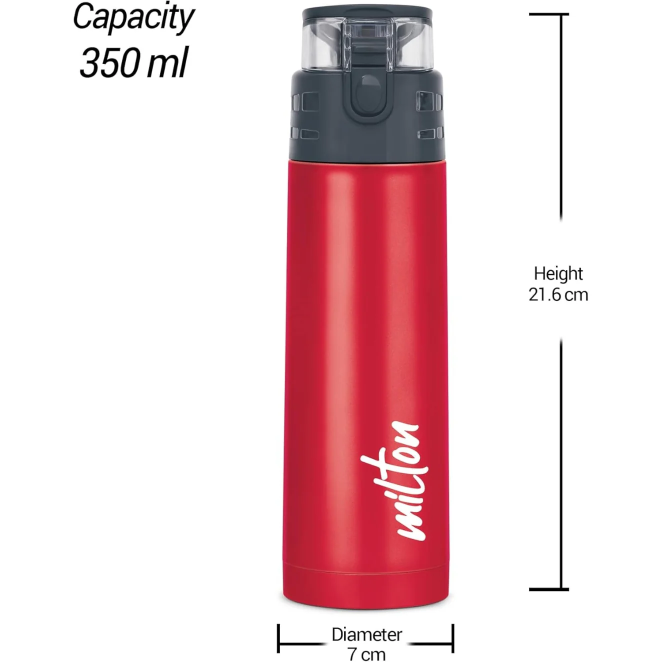 Milton Atlantis 400 Thermosteel Insulated Water Bottle, 350 ml, Red | Hot and Cold | Leak Proof | Office Bottle | Sports | Home | Kitchen | Hiking | Treking | Travel | Easy to Carry | Rust Proof - Image 7