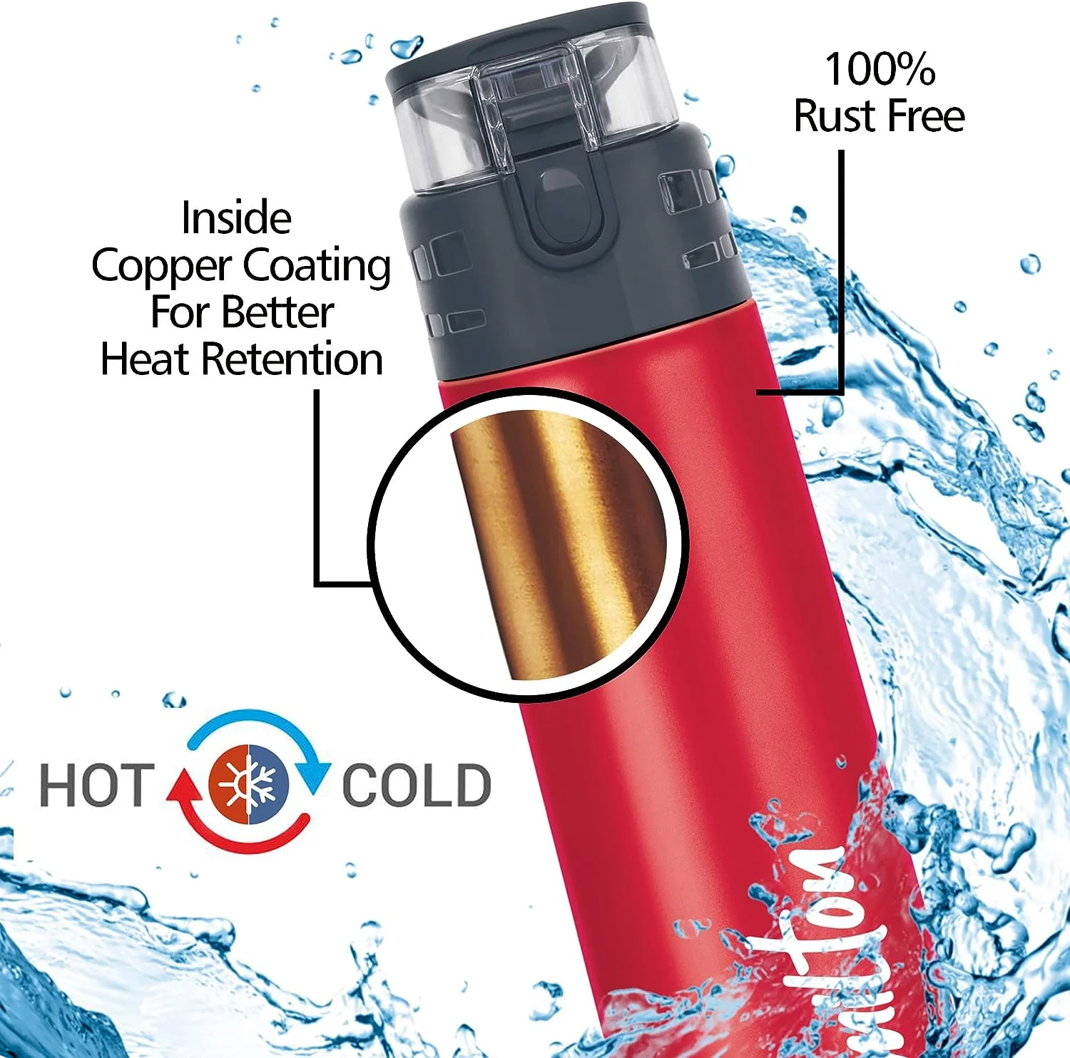 Milton Atlantis 600 Thermosteel Insulated Water Bottle, 500 ml, Red | Hot and Cold | Leak Proof | Office Bottle | Sports | Home | Kitchen | Hiking | Treking | Travel | Easy to Carry | Rust Proof - Image 9