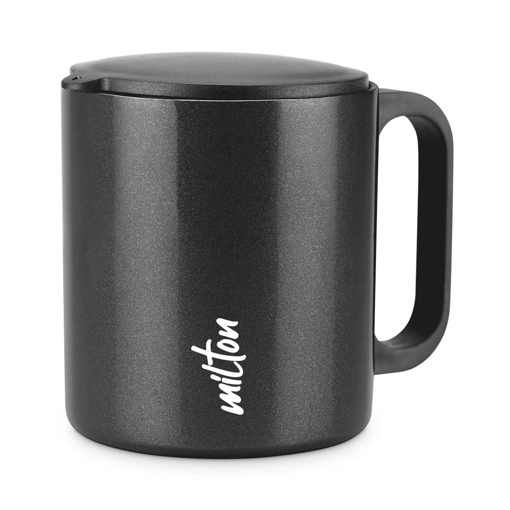 Milton Auriga Double Walled Stainless Steel Mug with Lid 210 ml Black - Image 2