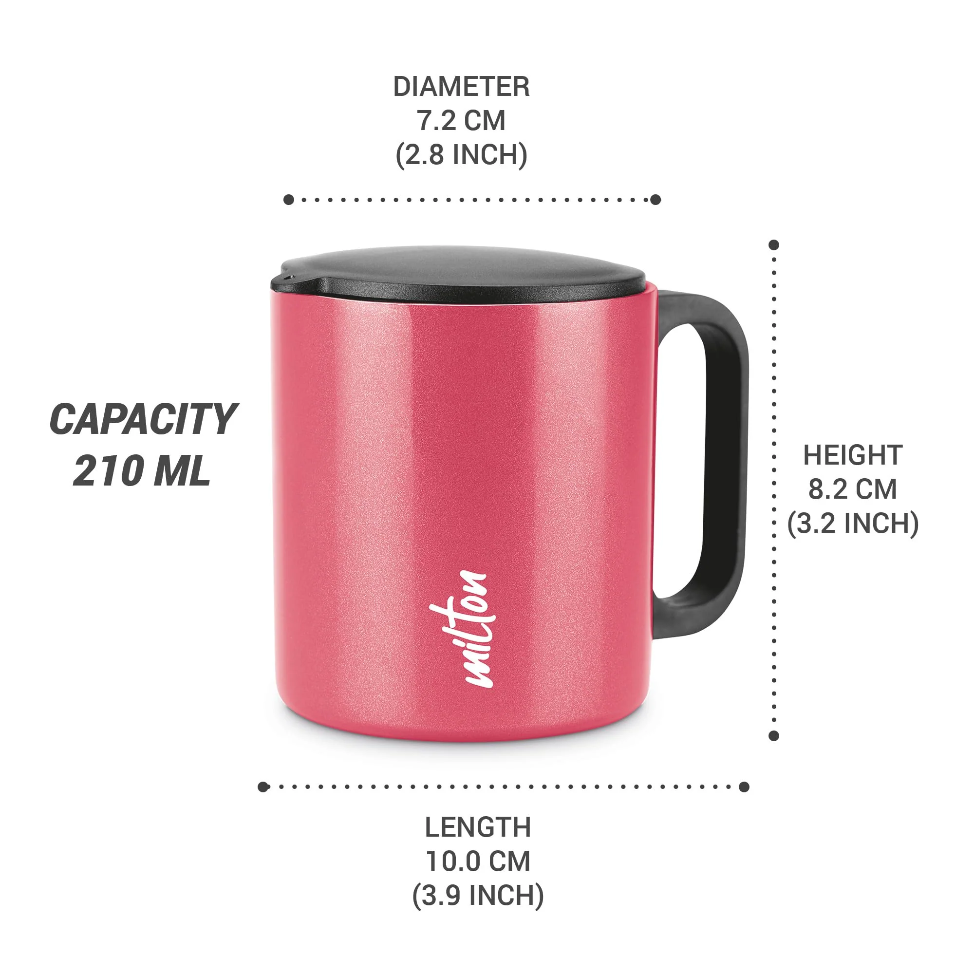 Milton Auriga Double Walled Stainless Steel Mug with Lid 210 ml Red - Image 3