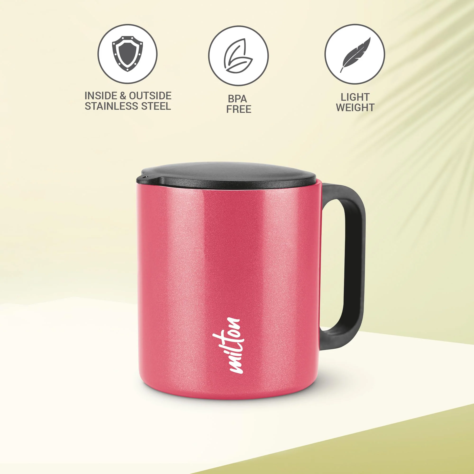 Milton Auriga Double Walled Stainless Steel Mug with Lid 210 ml Red - Image 4