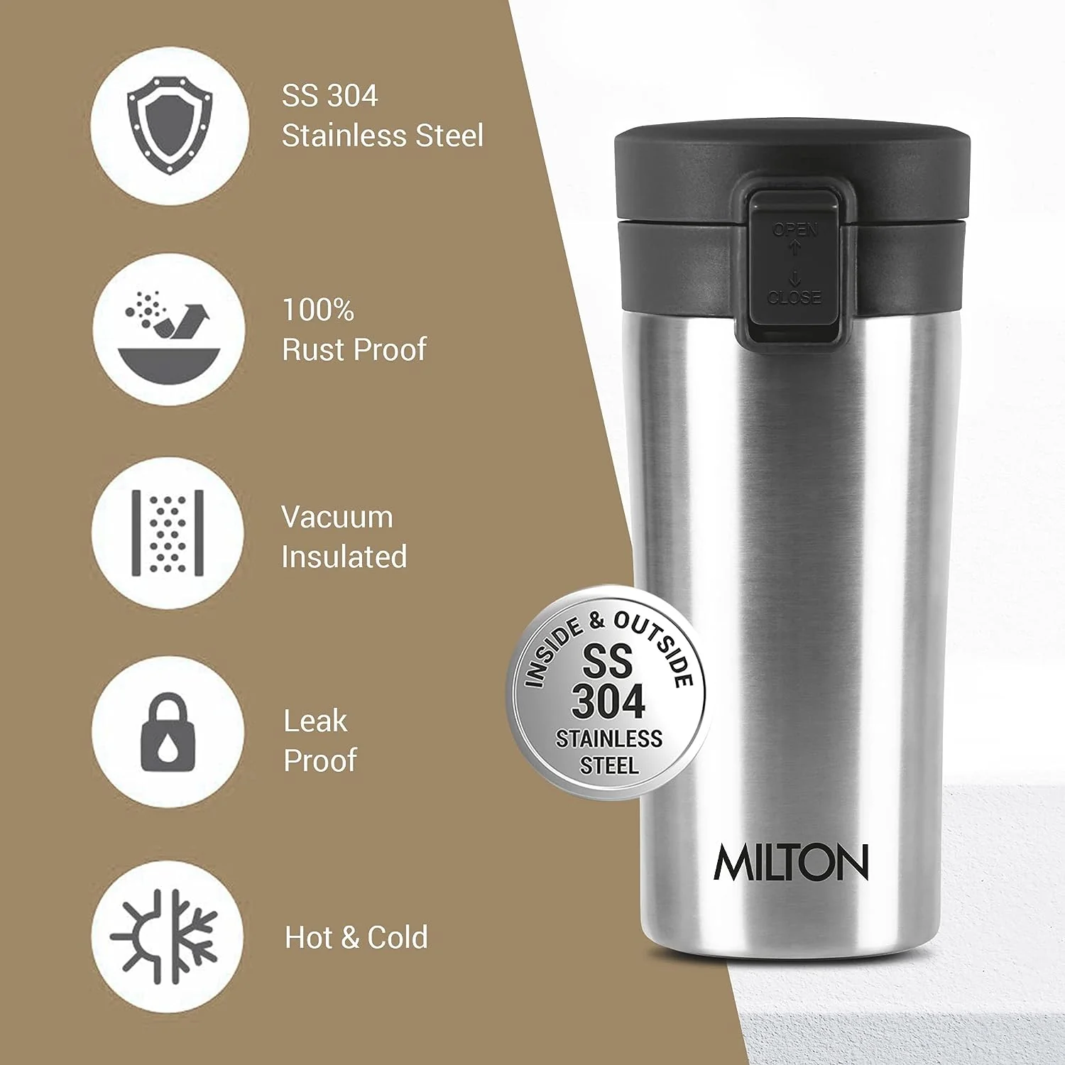 Milton Coffee Mug Thermosteel Hot or Cold Insulated Flask, 300 ml, Peach | Leak Proof | Rust Proof | Tea Mug | Soup Flask | Juice Mug | Water Flask | Easy Grip | Easy to Carry - Image 14