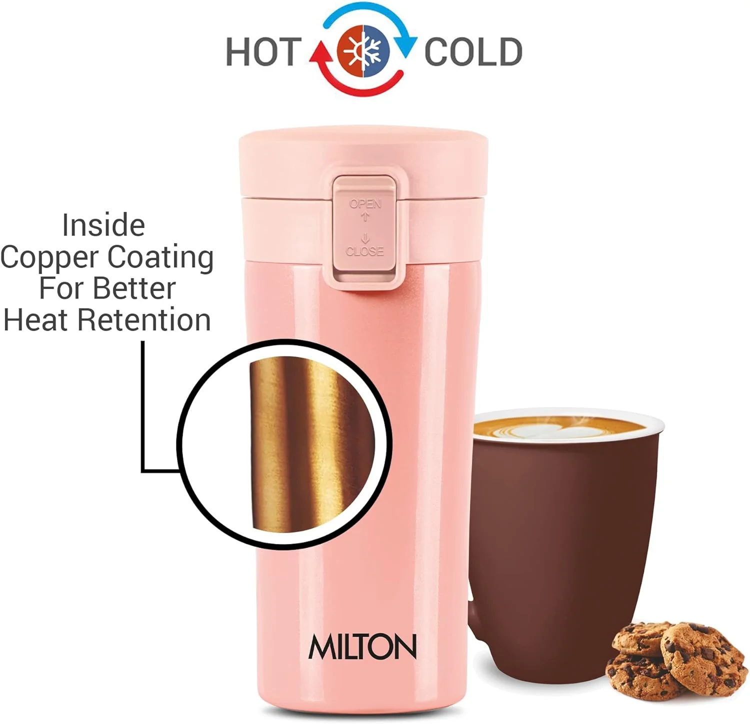 Milton Coffee Mug Thermosteel Hot or Cold Insulated Flask, 300 ml, Peach | Leak Proof | Rust Proof | Tea Mug | Soup Flask | Juice Mug | Water Flask | Easy Grip | Easy to Carry - Image 16