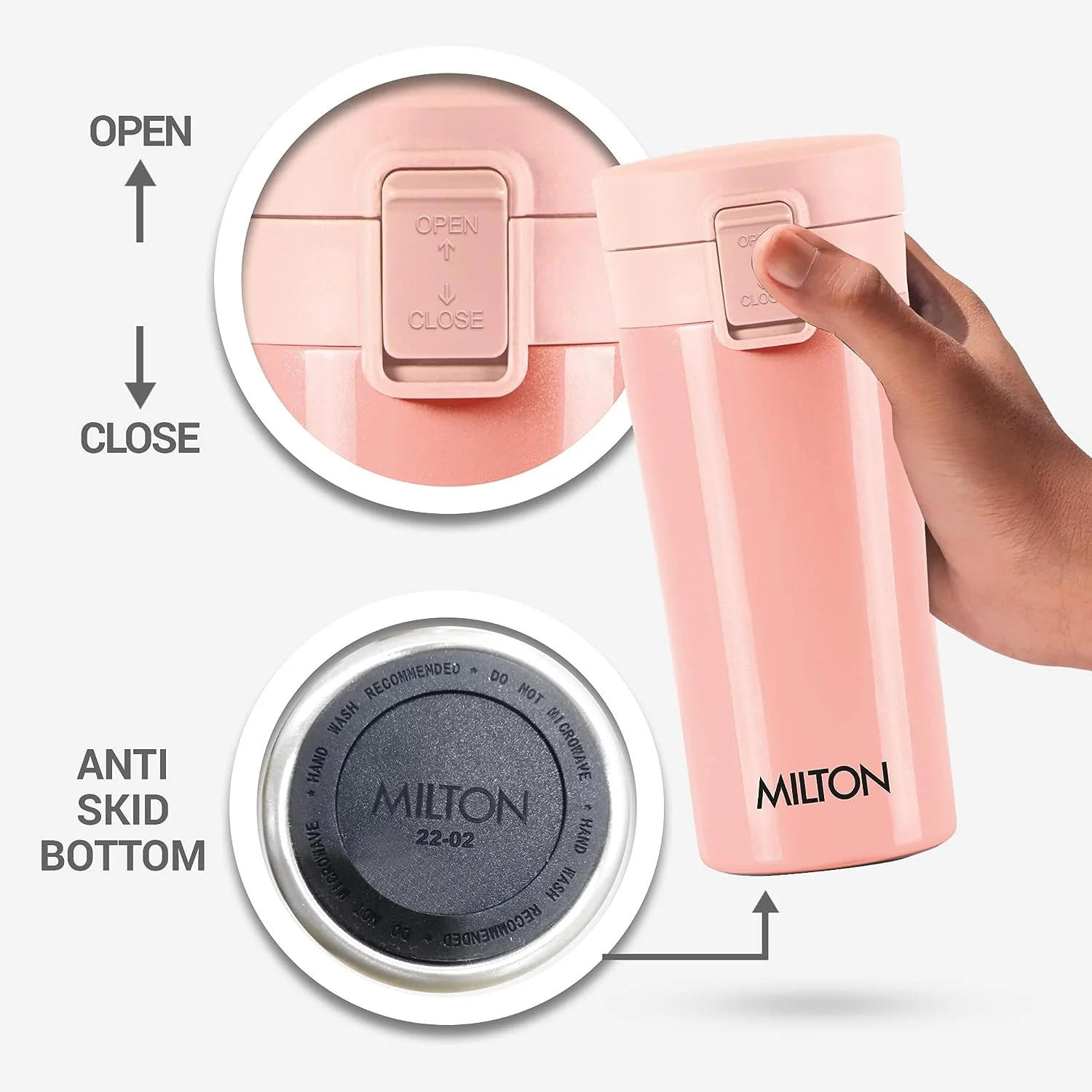Milton Coffee Mug Thermosteel Hot or Cold Insulated Flask, 300 ml, Peach | Leak Proof | Rust Proof | Tea Mug | Soup Flask | Juice Mug | Water Flask | Easy Grip | Easy to Carry - Image 17