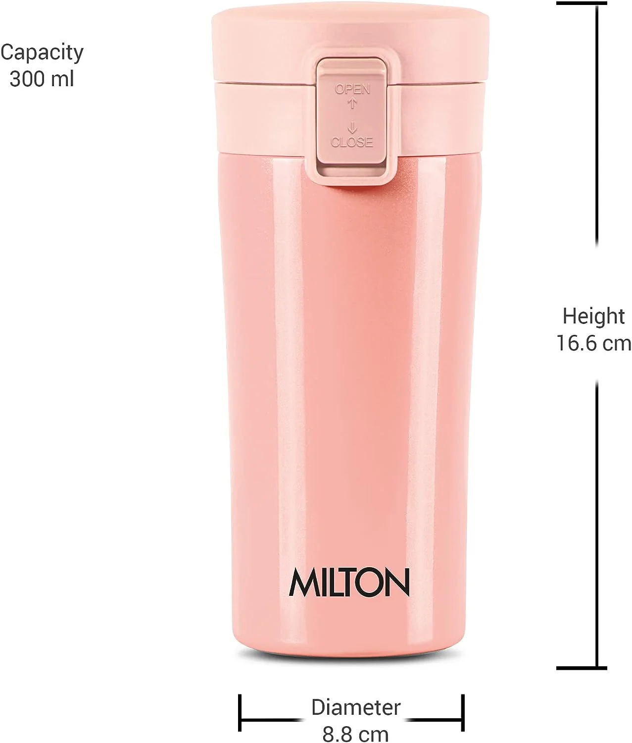 Milton Coffee Mug Thermosteel Hot or Cold Insulated Flask, 300 ml, Peach | Leak Proof | Rust Proof | Tea Mug | Soup Flask | Juice Mug | Water Flask | Easy Grip | Easy to Carry - Image 19