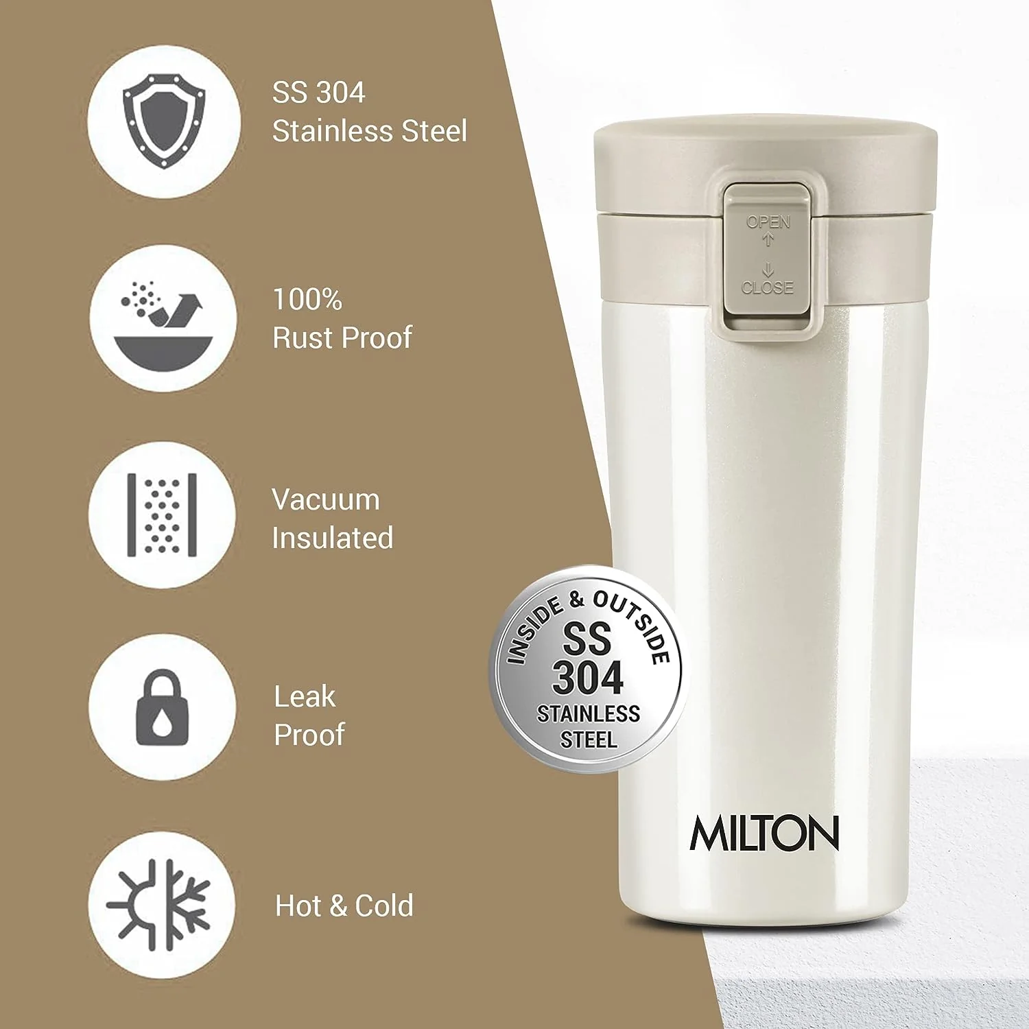 Milton Coffee Mug Thermosteel Hot or Cold Insulated Flask, 300 ml, Peach | Leak Proof | Rust Proof | Tea Mug | Soup Flask | Juice Mug | Water Flask | Easy Grip | Easy to Carry - Image 22