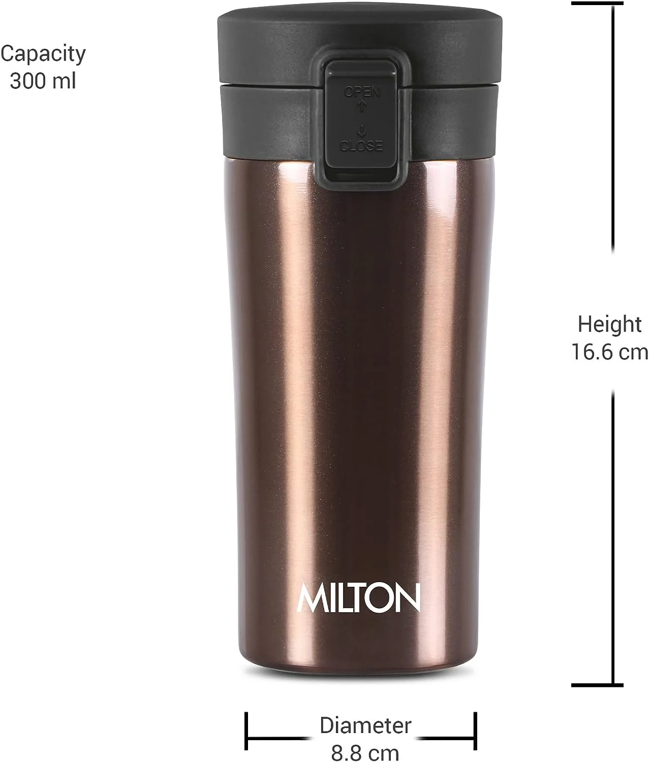 Milton Coffee Mug Thermosteel Hot or Cold Insulated Flask, 300 ml, Peach | Leak Proof | Rust Proof | Tea Mug | Soup Flask | Juice Mug | Water Flask | Easy Grip | Easy to Carry - Image 27