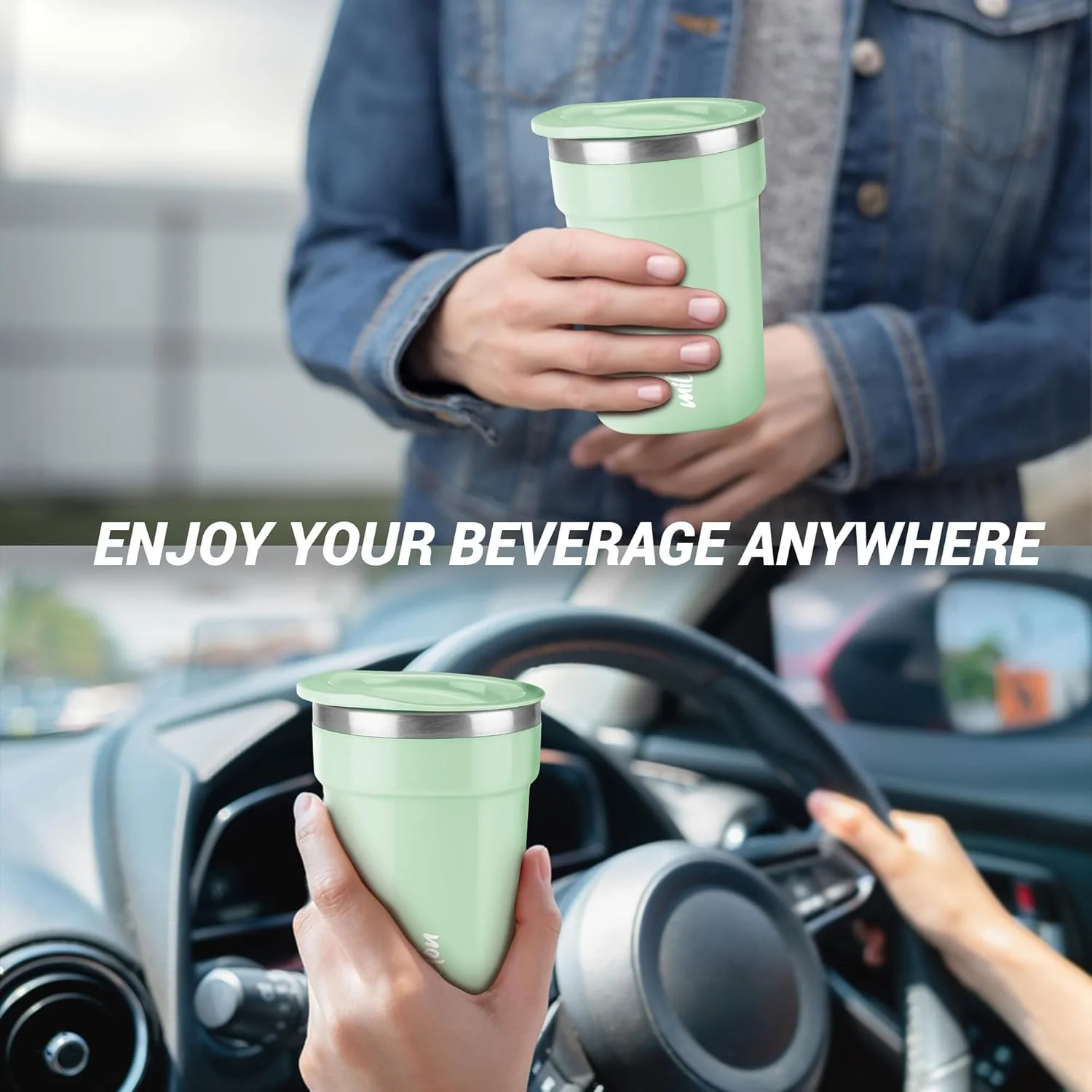 Milton Cool Touch Deccan 350 Stainless Steel Mug with Lid, 330 ml, Aqua Green, Wide Mouth for easy cleaning, Sturdy Handle, Hot and Cold Beverages, Flap Lid, Microwave Safe, Light Weight, BPA Free - Image 7