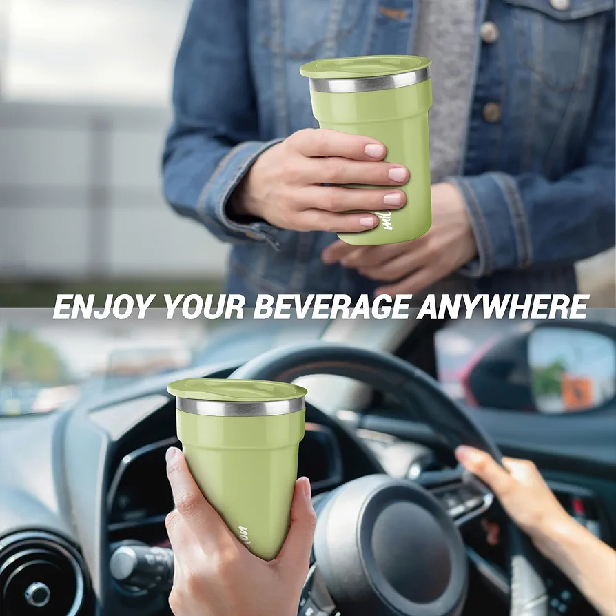Milton Cool Touch Deccan 350 Stainless Steel Mug with Lid, 330 ml, Green, Wide Mouth for Easy Cleaning, Sturdy Handle, Hot and Cold Beverages, Flap Lid, Microwave Safe, Light Weight, BPA Free - Image 7