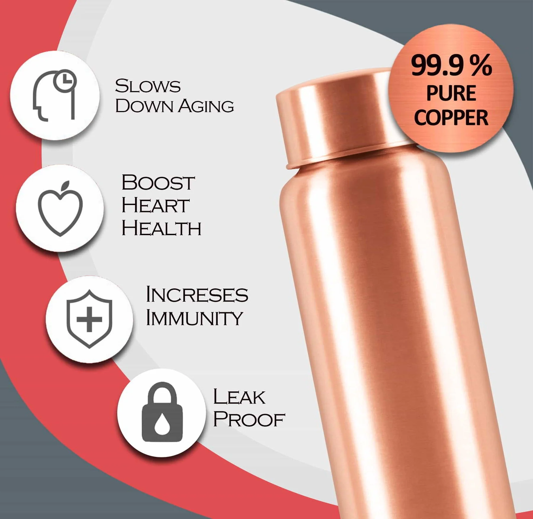 Milton Copper Aqua 1000 Water Bottle, 950 ml, Copper | 100% Leak Proof | Office Bottle | Gym Bottle | Yoga Bottle | Home | Kitchen | Hiking | Treking Bottle | Travel Bottle - Image 4