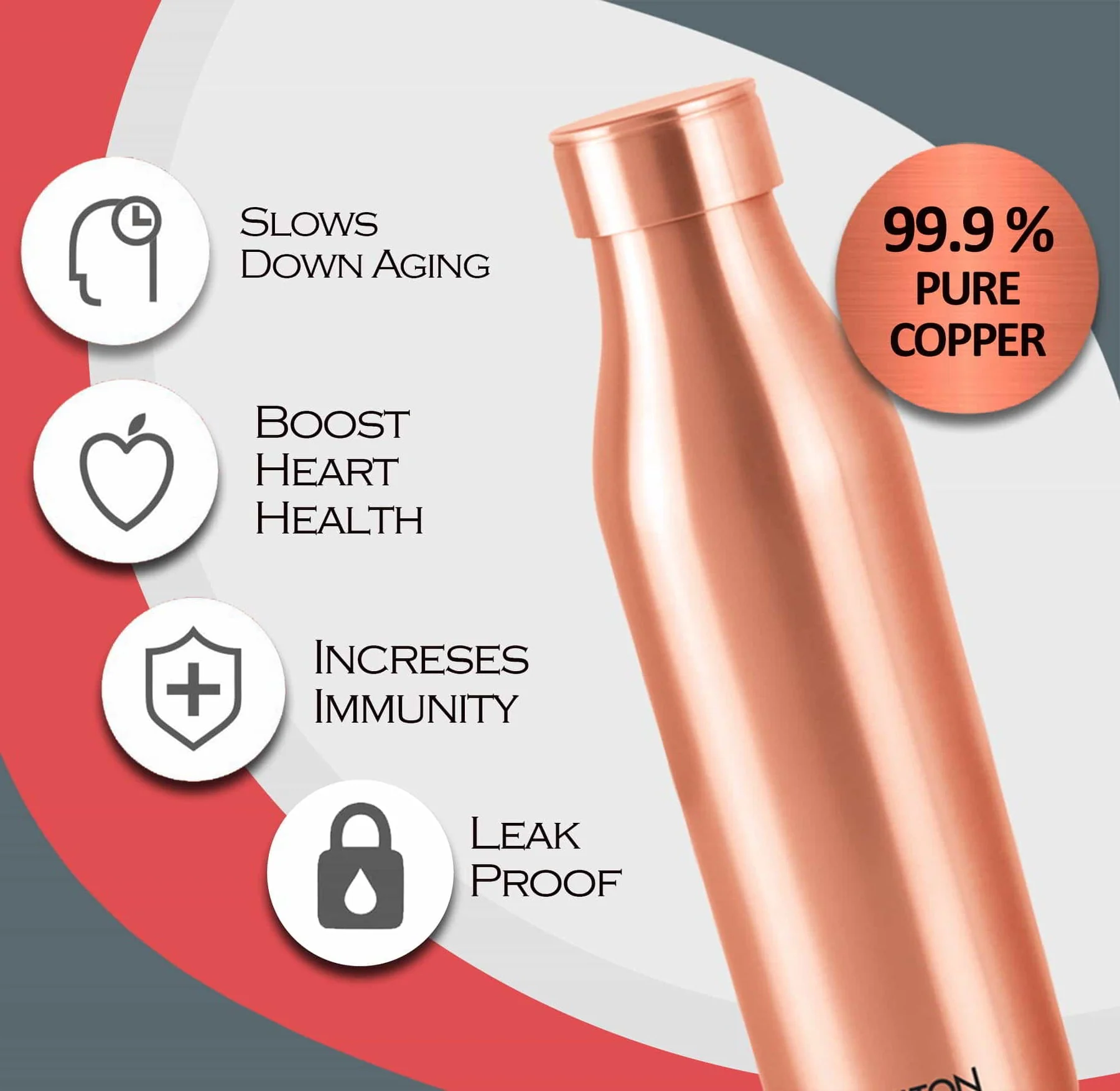 Milton Copper Charge 1000 Water Bottle, 930 ml, 1 Piece, Copper | 100% Leak Proof | Office Bottle | Gym Bottle | Yoga Bottle | Home | Kitchen | Hiking | Treking Bottle | Travel Bottle - Image 3
